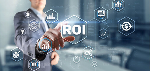 Wall Mural - Roi Return On Investment Business Technology Analysis Finance Concept