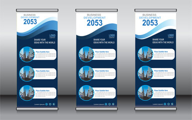 Wall Mural - Roll up banner template design, banner, layout, advertisement, pull up, polygon background, vector illustration, business flyer, display, x-banner, flag-banner, Info graphics, presentation.