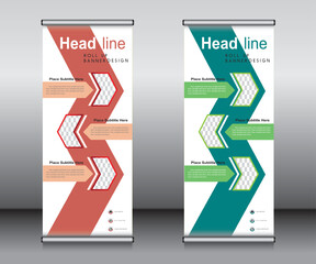 Wall Mural - Roll up banner template design, banner, layout, advertisement, pull up, polygon background, vector illustration, business flyer, display, x-banner, flag-banner, Info graphics, presentation.