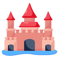 Sticker - An eye catchy flat icon of castle structure 