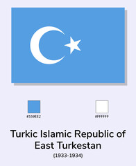 Wall Mural - Vector Illustration of Turkic Islamic Republic of East Turkestan (1933-1934) flag isolated on light blue background. As close as possible to the original. ready to use, easy to edit.