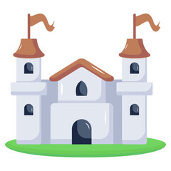 Sticker - An eye catchy flat icon of castle structure 