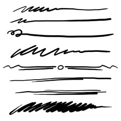 Poster - Doodle emphasis, underline, curly swishes, swashes, swoops. swirl, signature. Highlight text elements. hand drawn style. vector illustration