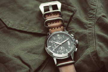 Wall Mural - military style men wristwatch