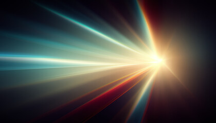 Wall Mural - Blur rays. Light motion. Spotlight illumination. Defocused red orange blue color shiny beam radiance on dark black collage abstract background.