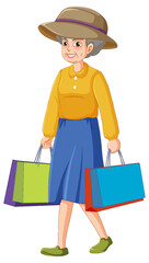 Wall Mural - Senior woman holding shopping bag