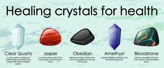 Wall Mural - healing crystals for health collection