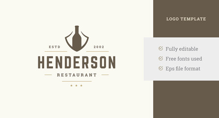 Canvas Print - Vintage wine bottle abstract premium restaurant winery vintage logo design template vector