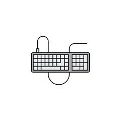 Poster - Wired keyboard icon in color, isolated on white background 