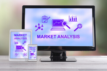 Wall Mural - Market analysis concept on different devices