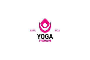 Wall Mural - Drop water yoga logo design vector illustration