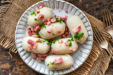 Sticker - Pyzy - potato dumplings stuffed with meat, traditional Eastern European dish