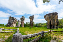 Stonehenge Of Thailand (Mo Hin Khao) In Phu Laenkha National Park Tha Hin Ngom Subdistrict, Mueang District, Chaiyaphum Province It Looks Like A Monolith And A Stone Bar. It Is A Naturally Occurring S