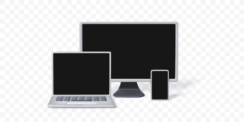 Poster - 3D set of digital gadgets mock up isolated on transparent background