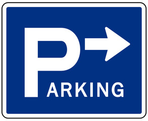 Wall Mural - Directional parking lot and road sign, parking sign right