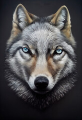 Wall Mural - 3d beautiful grey wolf portrait