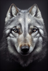 Wall Mural - 3d beautiful grey wolf portrait