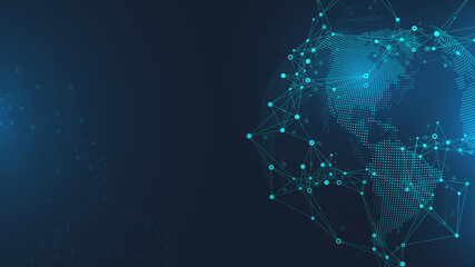 Poster - Global communication network concept illustration. Social network communication in the global business. Big data visualization. Internet technology
