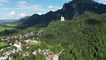 Fairy Tale Neuschwanstein Castle Germany Establishing Shot Drone Aerial 4K