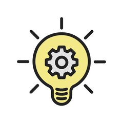Poster - Bulb with gear icon. High quality coloured vector illustration.
