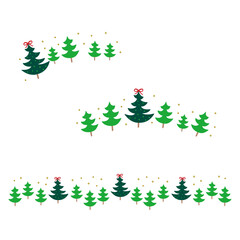 Wall Mural - vector hand drawn christmas tree border illustration set