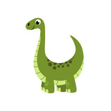 Fototapeta Dinusie - Dinosaur. Brontosaurus. Cute dino. Flat, cartoon, vector