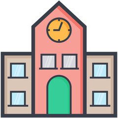 Sticker - School Building Vector Icon