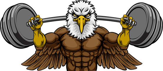 Wall Mural - Eagle Mascot Weight Lifting Barbell Body Builder