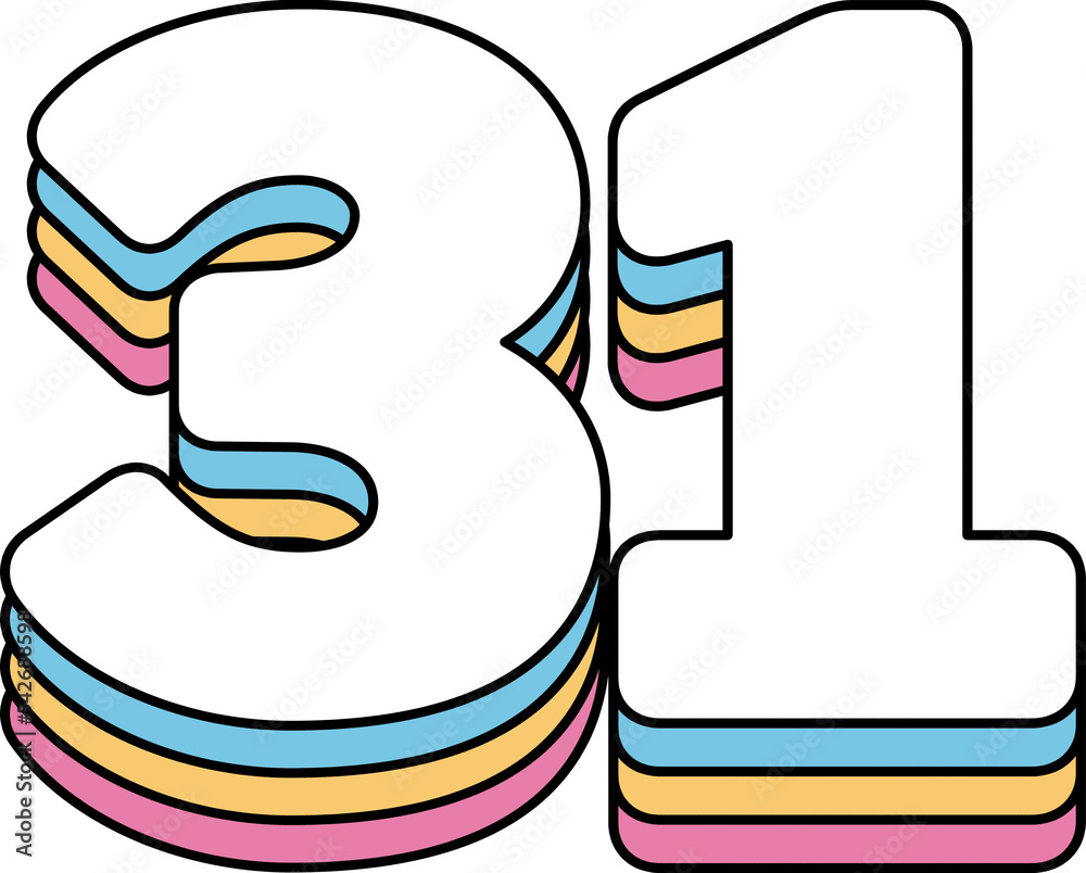 Simple Number 31 Number 31 Stock Illustration | Adobe Stock