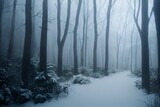 Fototapeta Las - Midjourney render of a fantasy winter landscape