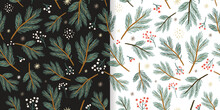Christmas Seamless Patterns Set, Winter Wallpapers, Festive Wrapping Paper Design