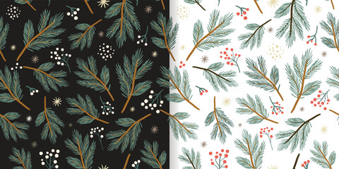 Wall Mural - christmas seamless patterns set, winter wallpapers, festive wrapping paper design