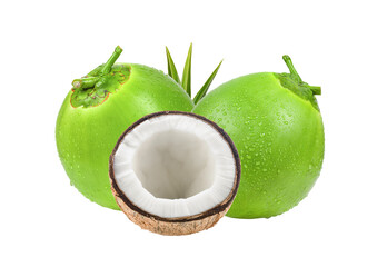 Wall Mural - coconut with leaf on transparent png