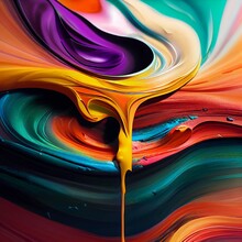 Liquid Colors, Multicolor Paint Effect, Oil Paint Swirl, Abstract Colorful Pattern Background, Digital Illustration