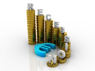 Poster - 3D rendering euro currency symbol with gold coin