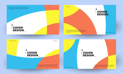 Wall Mural - Cover design or horizontal template concept in modern minimal style for corporate identity, branding, social media advertising, promo. Minimalist template design with dynamic colorful overlay line set