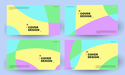Wall Mural - Cover design or horizontal template concept in modern minimal style for corporate identity, branding, social media advertising, promo. Minimalist template design with dynamic colorful overlay line set