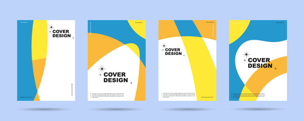 Wall Mural - Cover design or poster template concept in modern minimal style for corporate identity, branding, social media advertising, promo. Minimalist poster design with dynamic colorful overlay line set