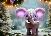 Pink Elephant With Christmas Tree