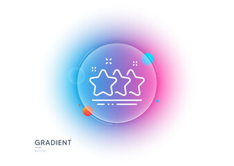 Aufkleber - Stars line icon. Gradient blur button with glassmorphism. Best ranking sign. Rating symbol. Transparent glass design. Stars line icon. Vector