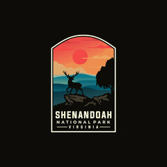 shenandoah national park vector template. virginia landmark graphic illustration in badge patch styl