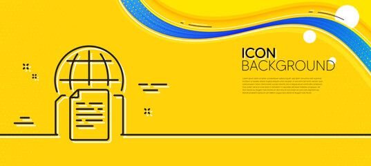 Poster - Internet documents line icon. Abstract yellow background. Doc file page sign. Office note symbol. Minimal internet documents line icon. Wave banner concept. Vector