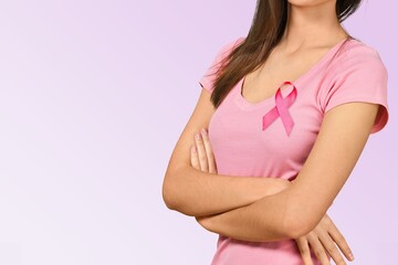 Sticker - Pink Ribbon for support people on young woman