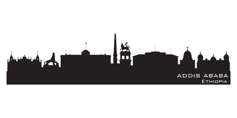 Wall Mural - Addis Ababa Ethiopia city skyline vector silhouette