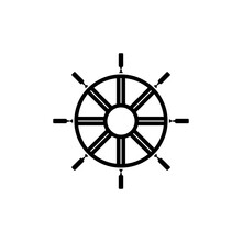 Steering Wheel Of The Ship Icon. Rudder Icon. Rudder Icon Simple Sign. Boat Timon Wheel Icon.