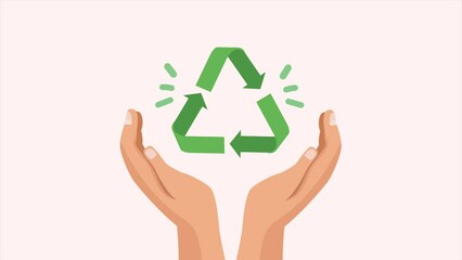 Poster - recycle arrows symbol with hands protecting