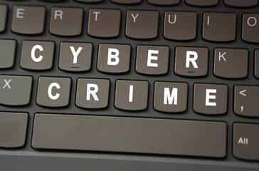 Poster - On the black keyboard, the inscription is highlighted in white - Cyber crime