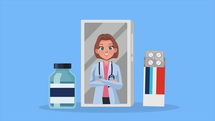 Poster - blond female doctor professional animation