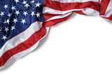 Fototapeta Sypialnia - Closeup ruffled American flag isolated