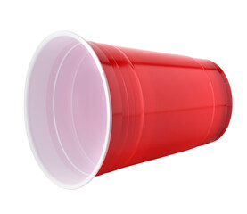 Red plastic party cup isolated